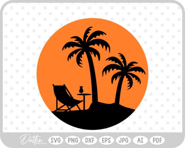 Palm Tree Tropical Plant Summer Vacay Sunset SVG PNG DXF – Cricut Silhouette Cutting File