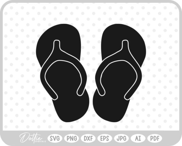 Flip Flops Slippers Summer Vacay Shoes SVG PNG DXF – Cricut Silhouette Cutting File