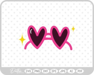 Pink Heart Sunglasses Cute SVG PNG DXF – Cricut Silhouette Cutting File