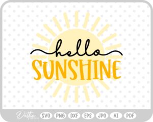 Hello Sunshine Summer Sun SVG PNG DXF – Cricut Silhouette Cutting File