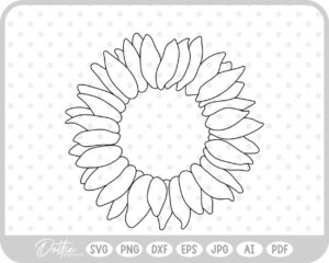 Sunflower Line Drawing SVG PNG DXF – Cricut Silhouette Cutting File