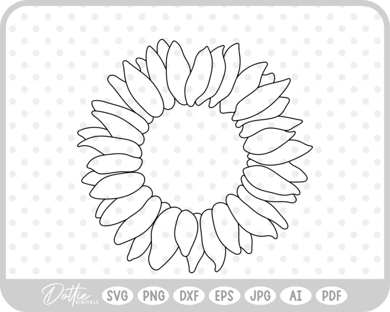 Sunflower Line Drawing SVG PNG DXF – Cricut Silhouette Cutting File