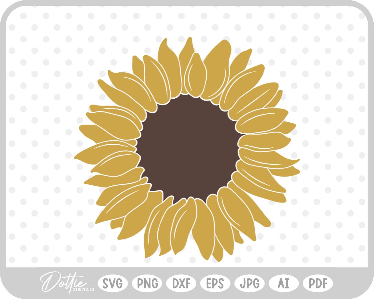 Sunflower Head SVG PNG DXF – Cricut Silhouette Cutting File