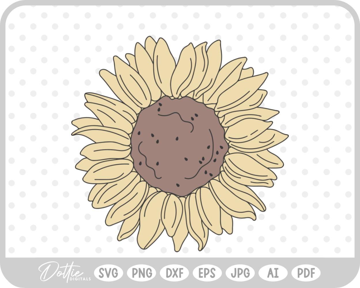 Sunflower with Line Details SVG PNG DXF – Cricut Silhouette Cutting File