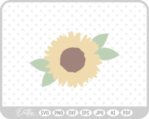 Sunflower with Leaves SVG PNG DXF – Cricut Silhouette Cutting File