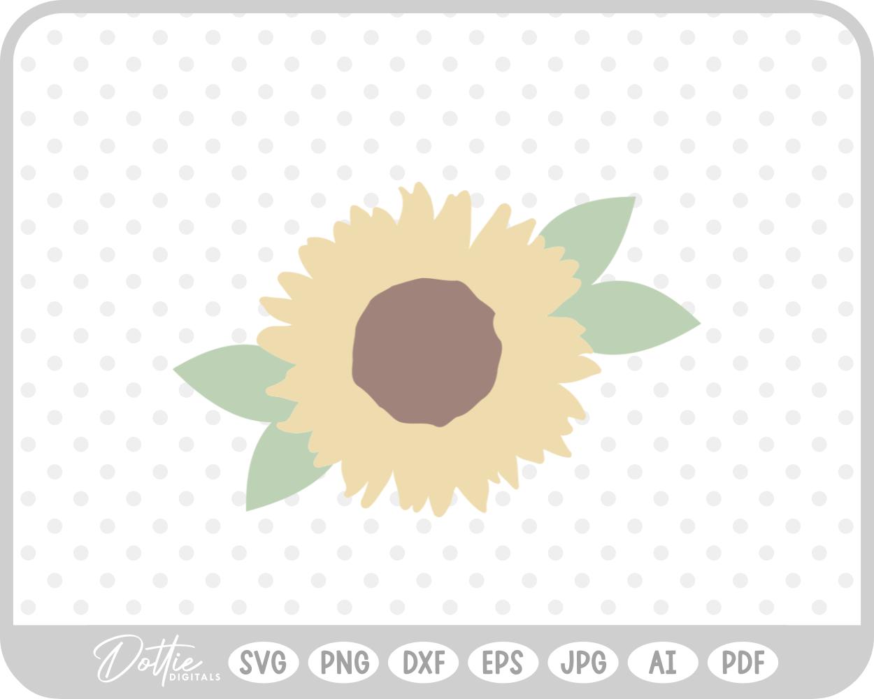 Sunflower with Leaves SVG PNG DXF – Cricut Silhouette Cutting File