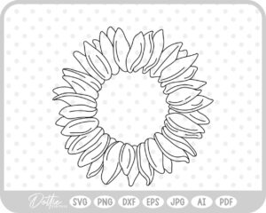 Sunflower Outline SVG PNG DXF – Cricut Silhouette Cutting File