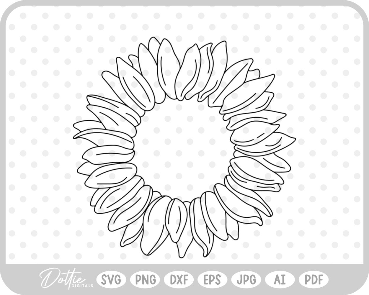 Sunflower Outline SVG PNG DXF – Cricut Silhouette Cutting File