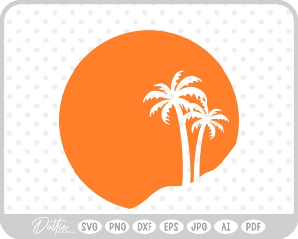 Palm Tree Tropical Plant Summer Vacay Sunset SVG PNG DXF – Cricut Silhouette Cutting File