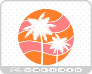 Palm Tree Tropical Plant Summer Vacay Sunset SVG PNG DXF – Cricut Silhouette Cutting File