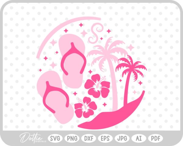Palm Tree Flip Flop Summer Vacation Vacay SVG PNG DXF – Cricut Silhouette Cutting File