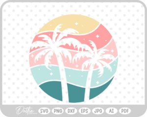Palm Tree Tropical Plant Summer Vacay Sunset SVG PNG DXF – Cricut Silhouette Cutting File