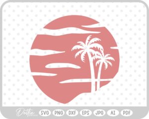 Palm Tree Tropical Plant Summer Vacay Sunset SVG PNG DXF – Cricut Silhouette Cutting File