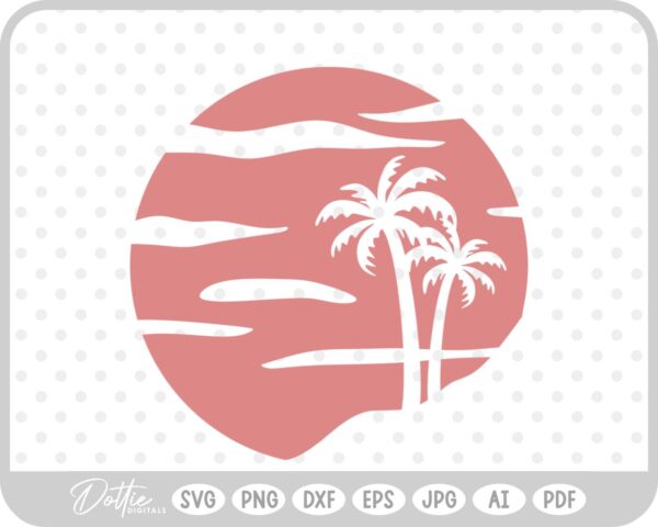 Palm Tree Tropical Plant Summer Vacay Sunset SVG PNG DXF – Cricut Silhouette Cutting File