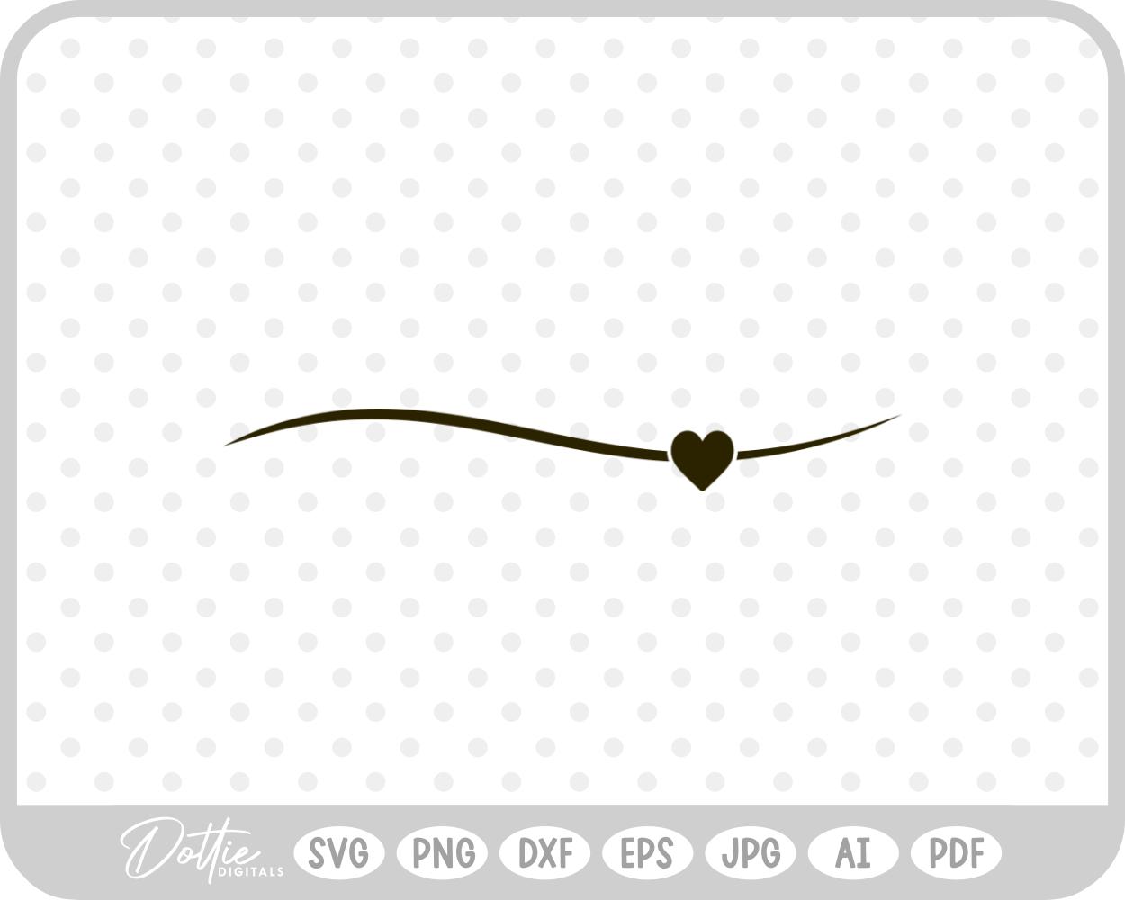 Swoosh Line with Heart SVG PNG DXF – Cricut Silhouette Cutting File