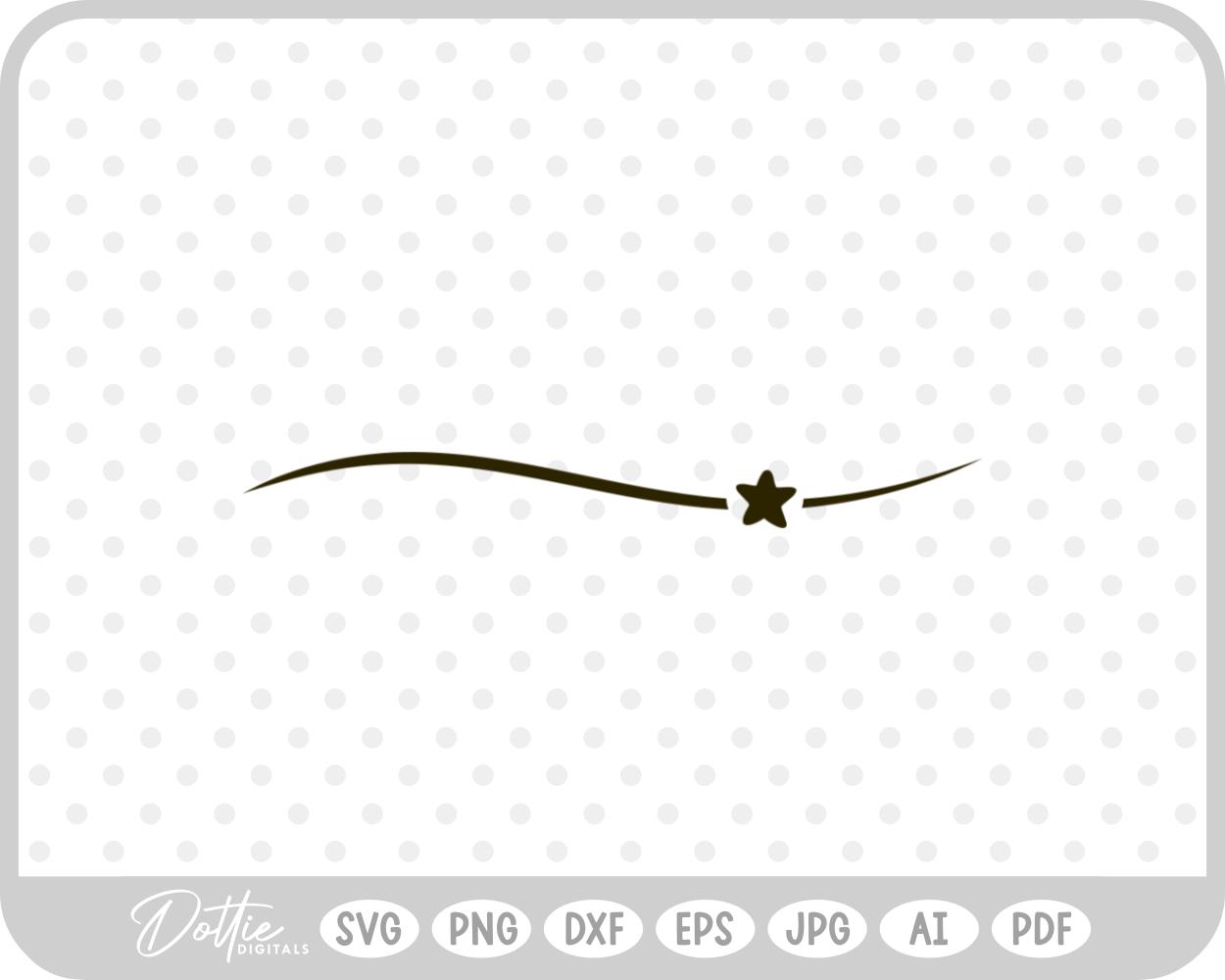 Swoosh Line with Star SVG PNG DXF – Cricut Silhouette Cutting File