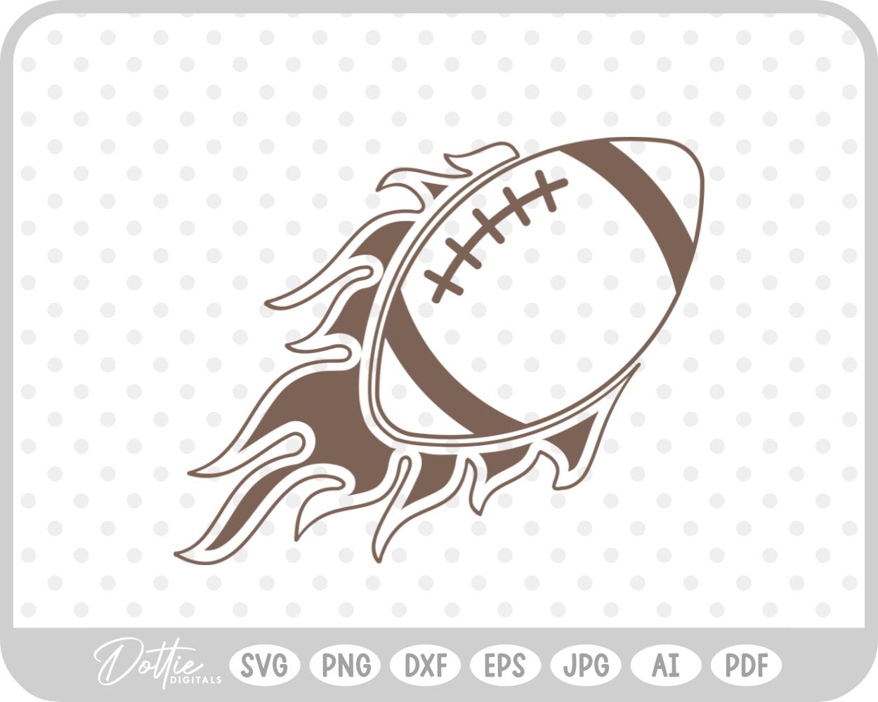 Flaming Football Big Game Sunday Half Time Show SVG PNG DXF – Cricut Silhouette Cutting File
