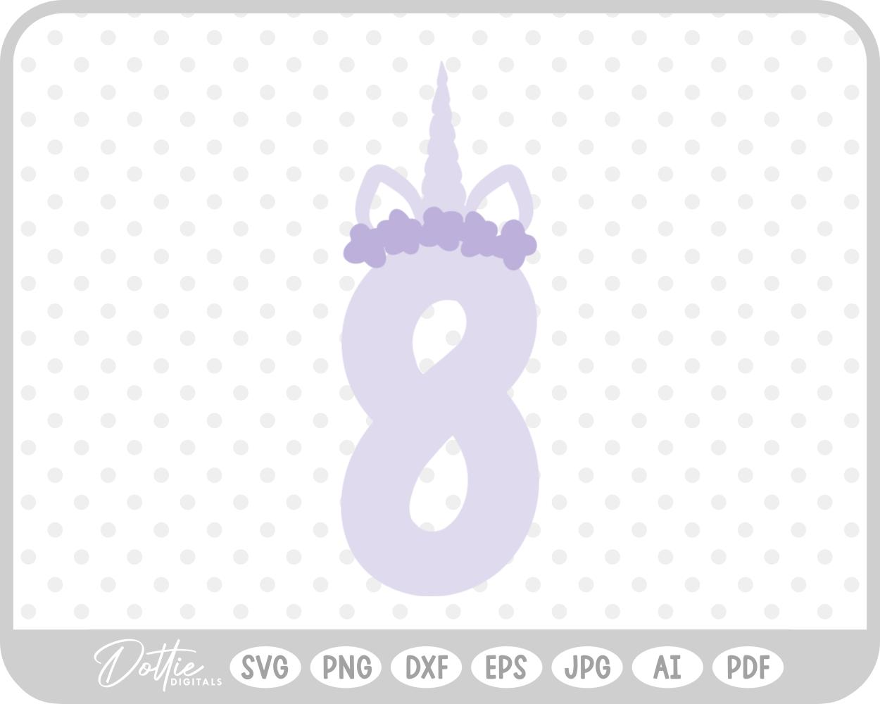 Unicorn Number 8 Eight SVG PNG DXF – Cricut Silhouette Cutting File