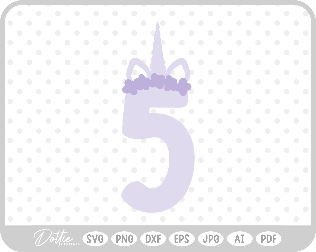 Unicorn Number 5 SVG PNG DXF – Cricut Silhouette Cutting File