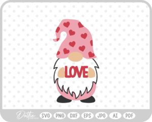 Gonk Gnome Love Heart Valentine's Day SVG PNG DXF – Cricut Silhouette Cutting File