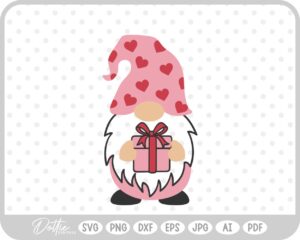 Gonk Gnome Holding Gift Love Heart Valentine's Day SVG PNG DXF – Cricut Silhouette Cutting File