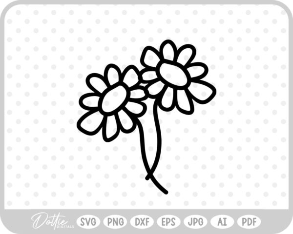 Hand Drawn Flowers Sketch Style Lines SVG PNG DXF – Cricut Silhouette Cutting File