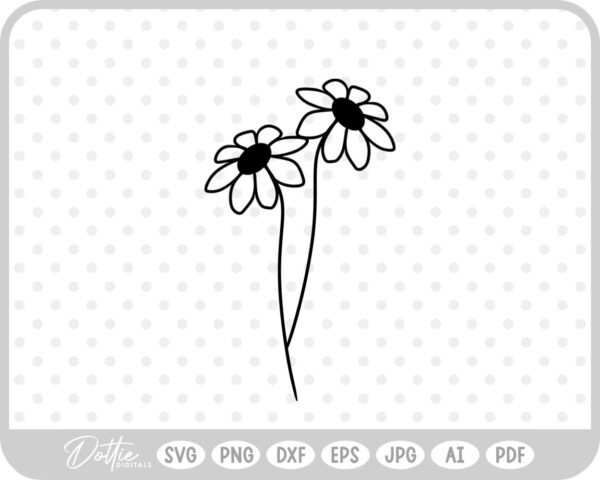 Wildflower Hand Drawn Doodle Sketch Botanical Floral SVG PNG DXF – Cricut Silhouette Cutting File