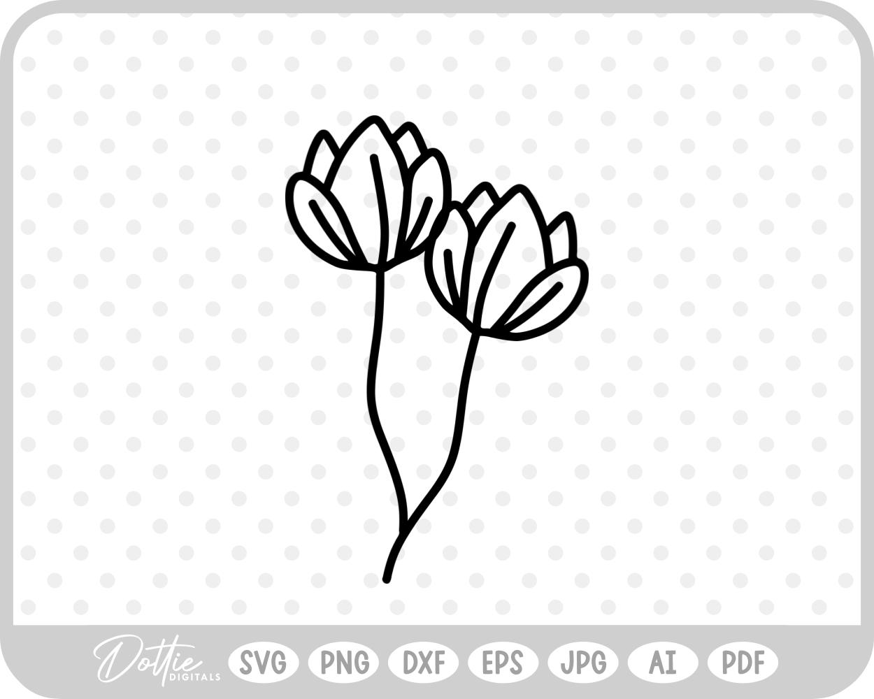 Hand Drawn Flowers Sketch Style Lines SVG PNG DXF – Cricut Silhouette Cutting File