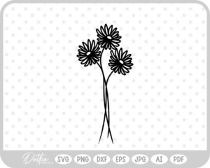 Hand Drawn Flowers Sketch Style Lines SVG PNG DXF – Cricut Silhouette Cutting File