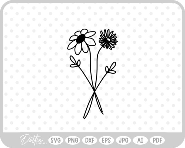 Wildflower Hand Drawn Doodle Sketch Botanical Floral SVG PNG DXF – Cricut Silhouette Cutting File