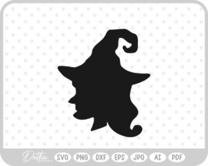 Witch Head Silhouette Outline Hat Halloween SVG PNG DXF – Cricut Silhouette Cutting File