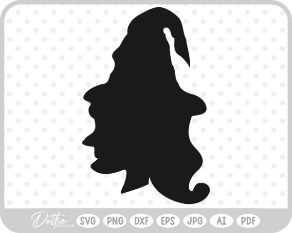 Witch Head Silhouette Outline Hat Halloween SVG PNG DXF – Cricut Silhouette Cutting File