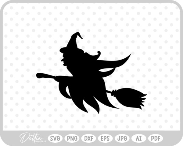 Witch Broomstick Hat Halloween SVG PNG DXF – Cricut Silhouette Cutting File