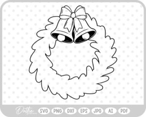 Festive Christmas Wreath Bow Bells Winter SVG PNG DXF – Cricut Silhouette Cutting File
