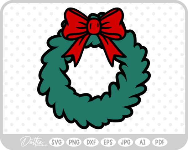 Festive Christmas Wreath Bow Bells Winter SVG PNG DXF – Cricut Silhouette Cutting File