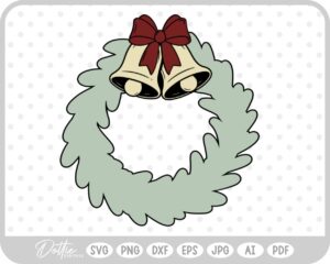 Festive Christmas Wreath Bow Bells Winter SVG PNG DXF – Cricut Silhouette Cutting File