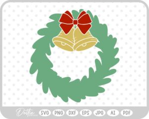 Festive Christmas Wreath Bow Bells Winter SVG PNG DXF – Cricut Silhouette Cutting File
