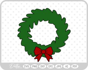 Festive Christmas Wreath Bow Bells Winter SVG PNG DXF – Cricut Silhouette Cutting File