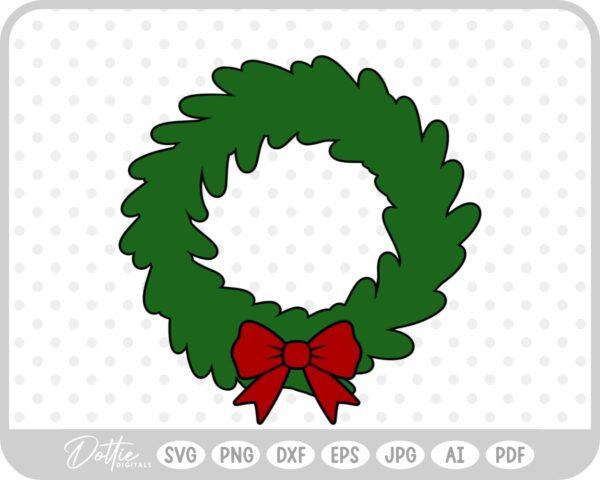 Festive Christmas Wreath Bow Bells Winter SVG PNG DXF – Cricut Silhouette Cutting File
