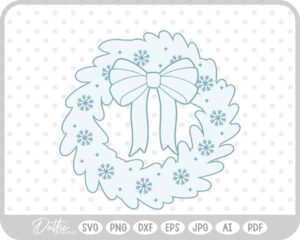Festive Christmas Wreath Bow Bells Winter SVG PNG DXF – Cricut Silhouette Cutting File