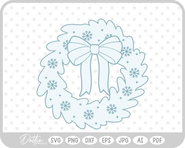 Festive Christmas Wreath Bow Bells Winter SVG PNG DXF – Cricut Silhouette Cutting File