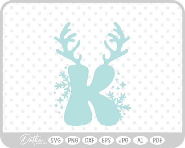 K Festive Christmas Alphabet Letter Antler Santa SVG PNG DXF – Cricut Silhouette Cutting File