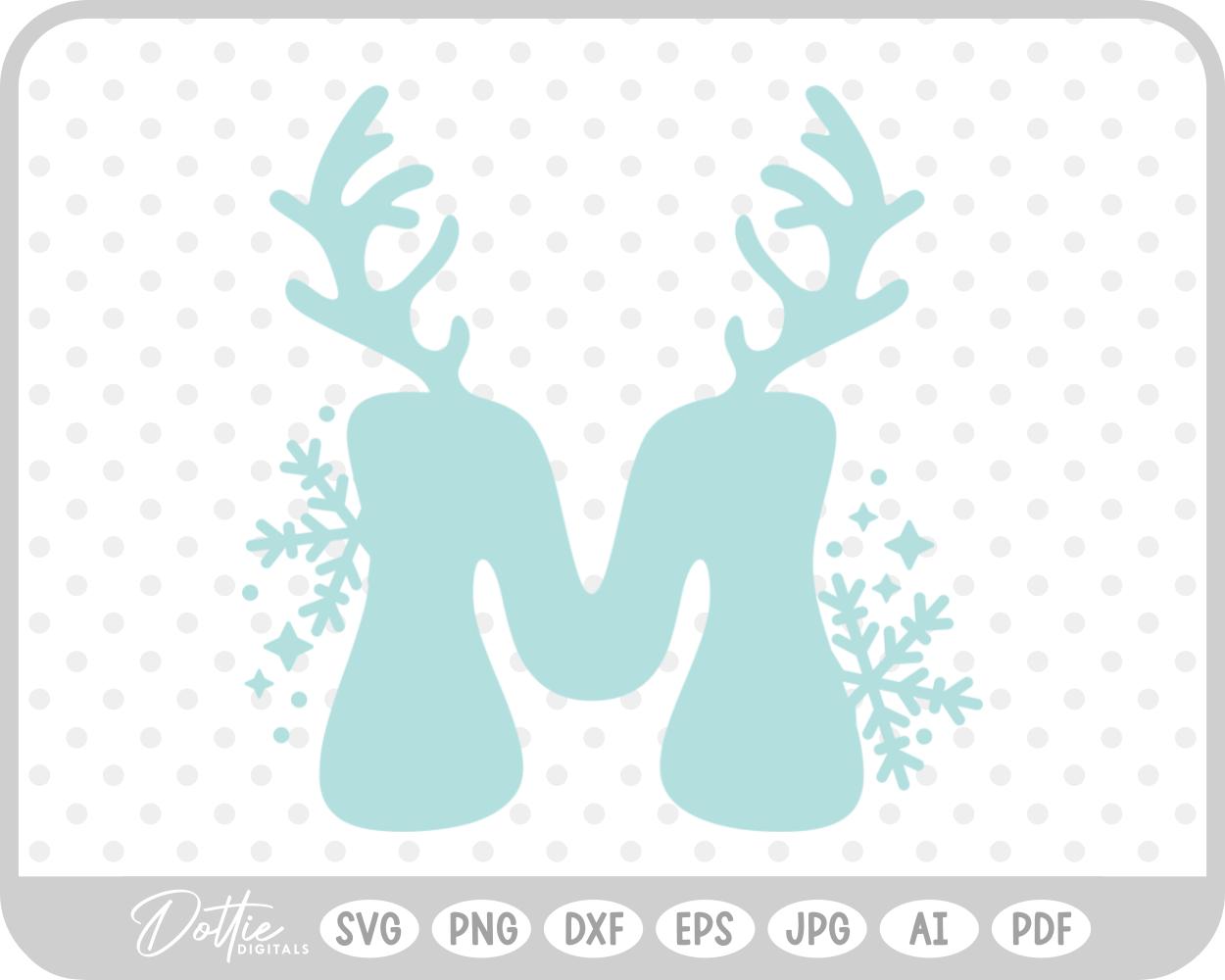 M Festive Christmas Alphabet Letter Antler Santa SVG PNG DXF – Cricut Silhouette Cutting File