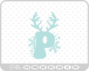 P Festive Christmas Alphabet Letter Antler Santa SVG PNG DXF – Cricut Silhouette Cutting File