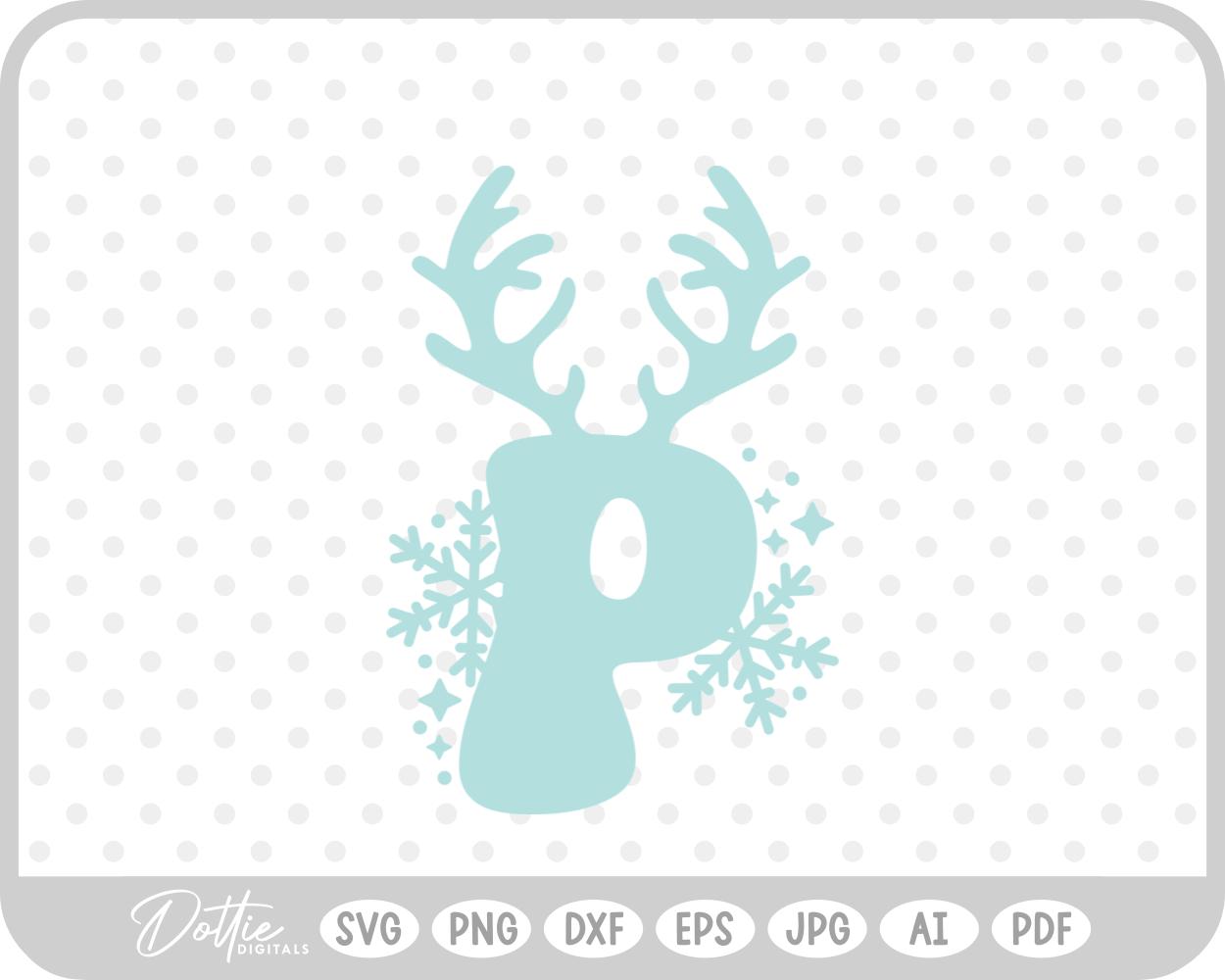 P Festive Christmas Alphabet Letter Antler Santa SVG PNG DXF – Cricut Silhouette Cutting File