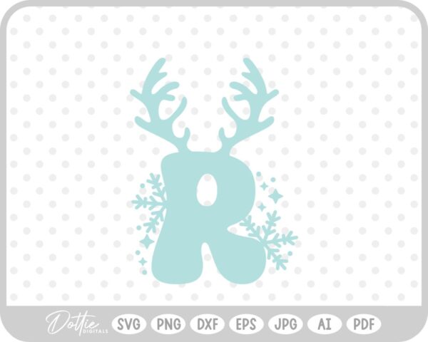 R Festive Christmas Alphabet Letter Antler Santa SVG PNG DXF – Cricut Silhouette Cutting File