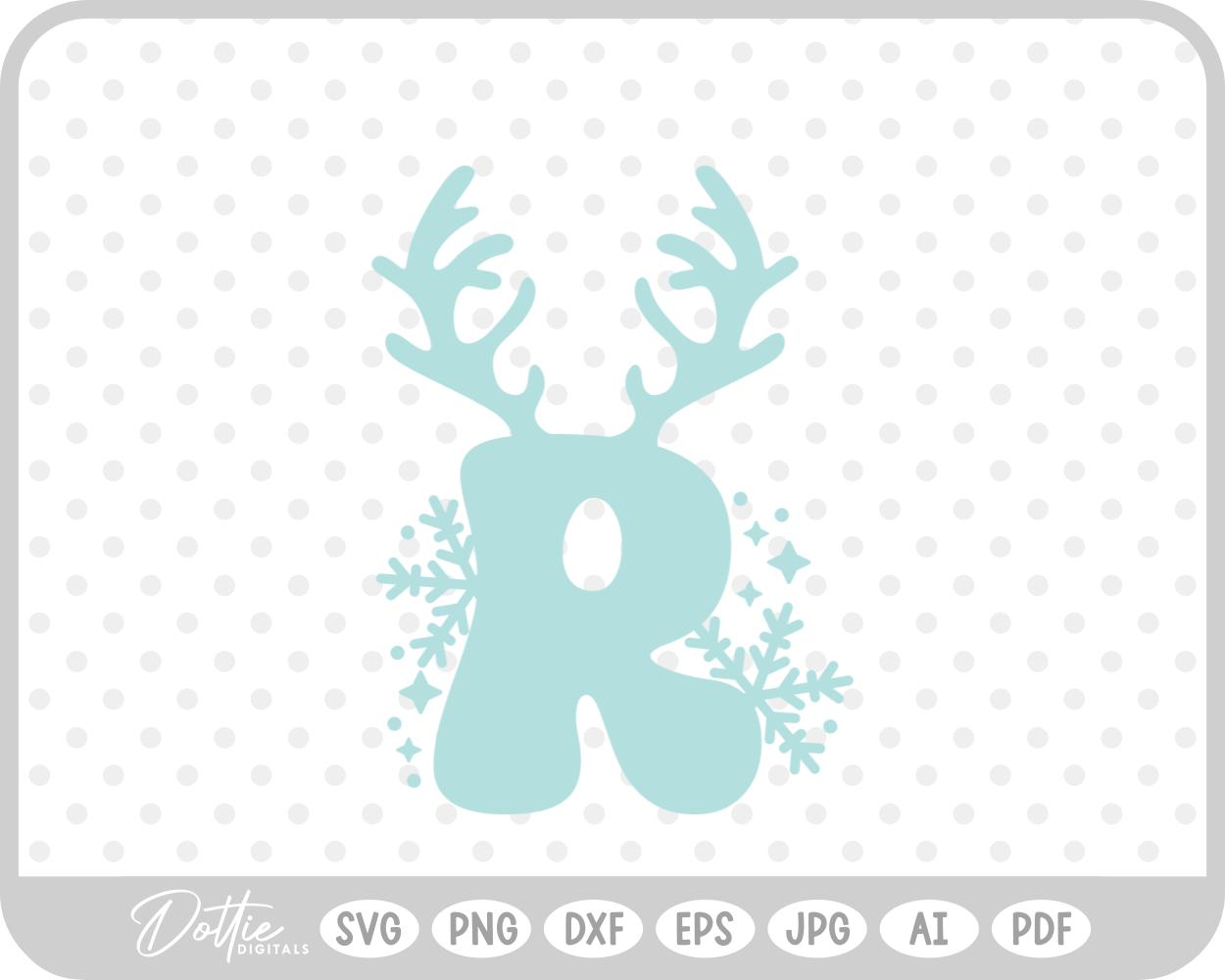 R Festive Christmas Alphabet Letter Antler Santa SVG PNG DXF – Cricut Silhouette Cutting File