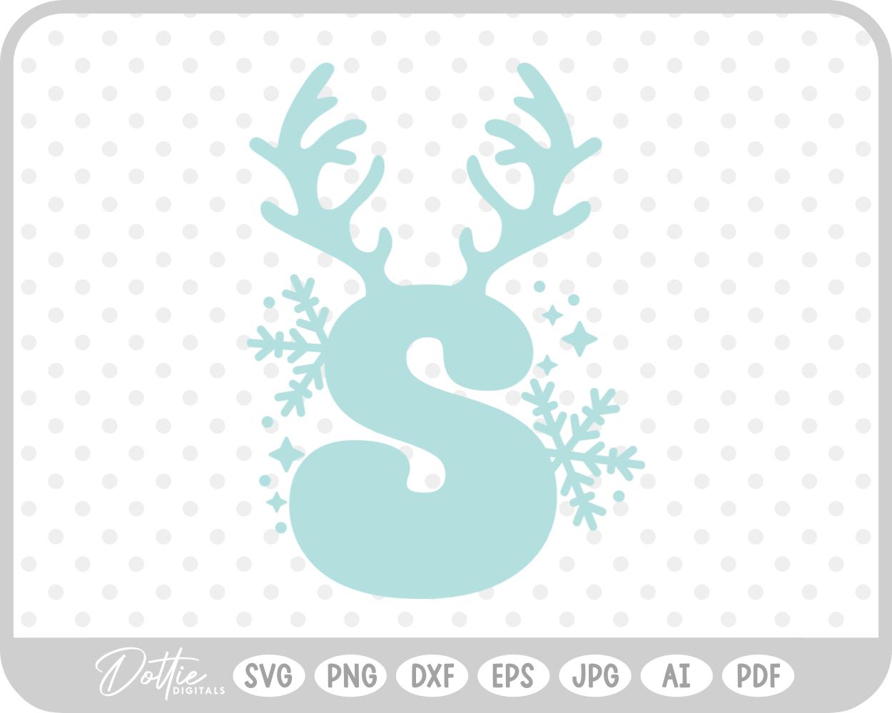 S Festive Christmas Alphabet Letter Antler Santa SVG PNG DXF – Cricut Silhouette Cutting File