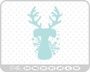 T Festive Christmas Alphabet Letter Antler Santa SVG PNG DXF – Cricut Silhouette Cutting File