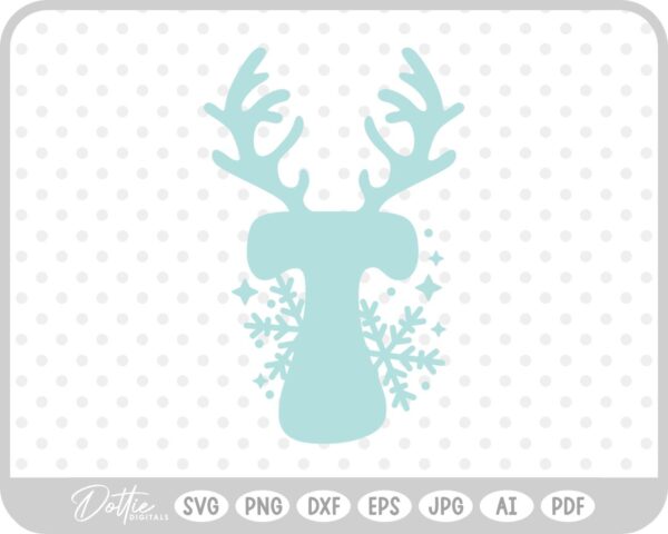 T Festive Christmas Alphabet Letter Antler Santa SVG PNG DXF – Cricut Silhouette Cutting File